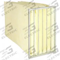GRAINGER Pocket Air Filter: 24 in x 24 in x 22 in, MERV 14, Yellow, Fiberglass, 6 Pockets (MPN 5E840). Key specifications — Display Sell UOM: EA; Brand: GRAINGER; Media Material: Fiberglass; Performance Rating: MERV 14.