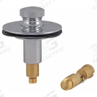 APPROVED VENDOR Drain Stopper: Brass, Chrome-Plated, Lift and Turn, 1 1/2 in Fits Drain Size (MPN 35255). Key specifications — Color: Silver; Material: Brass.
