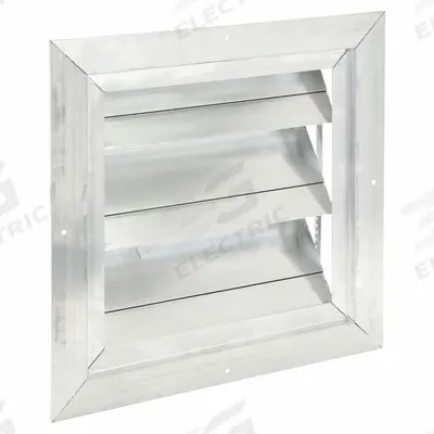 Dayton 14.75"H-W 4.5"L Aluminum Backdraft Dampr: For 12 in Fan, Single Panel, 14 3/4 in H - Wall-Mount Backdraft Dampers