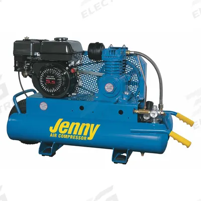JENNY Portable Gas Air Compressor: 1 Stage, 6.5 hp Engine, Honda, 11.6 cfm @ 90 psi - Wheeled Portable Engine Driven Air Compressors