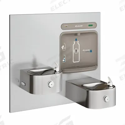 ELKAY Bi-Level Drinking Fountain with Bottle Filler: On-Wall, Non-Refrigerated - In-Wall Two-Level Drinking Fountains with Bottle Fillers