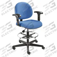 BEVCO Drafting Chair: Lexington, Blue, Fabric Material, Adj Arms Arm, 18 in Seat Wd, 18 in Seat Dp (MPN V4507HC-BL-AV). Key specifications — Brand: BEVCO; Tilting Back: No; Frame Material: Nylon; Frame Color: Black; Series: Lexington.