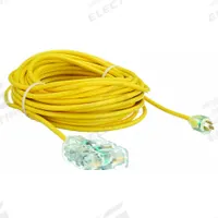 APPROVED VENDOR Extension Cord: Outdoor Use, 100 ft Lg, 6 Outlets, 5-15P, 12/3, SJTOW, Yellow, Block (MPN 4GAD8). Key specifications — Brand: APPROVED VENDOR; Temperature Rating: -58° to 194°F; NEMA Plug Configuration: 5-15P.