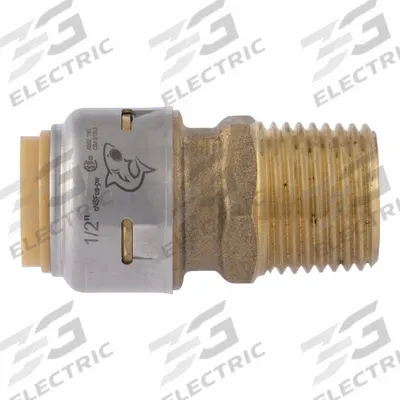 SHARKBITE MAX Push-Fit Adapter Fitting: Straight, 1/2 in OD x 1/2 in Pipe Size, Brass - Standard Brass Push-to-Connect Tube Fittings