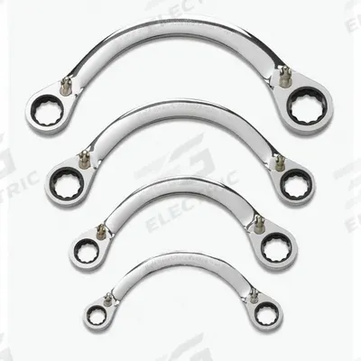 GEARWRENCH Box End Wrench Set: Alloy Steel, Chrome, 4 Tools, 0° Head Offset Angle - SAE, Double End, 12-Point, Ratcheting Box End Wrench Sets