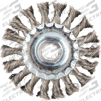 APPROVED VENDOR Wire Wheel Brush: Twisted Stainless Steel, 4" Dia x 1/2" Wd - Heavy-Cleaning Brushes for Contoured Stainless Steel Surfaces
