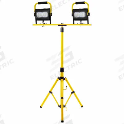 SOUTHWIRE Twin Head Corded Work Light: 6,000 lm Max Brightness, LED, 1, 1 Brightness Levels - Tripod Stand Lights