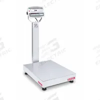 OHAUS Industrial Bench Scale: 18 in x 24 in, IP67, Column-Mounted, Defender 5000, Stainless Steel (MPN 30461698). Key specifications — Connection Ports: 2 In/4 Out Discrete I/O; Readability: 0.01 lb/5 g; Brand: OHAUS; Weighing Surface Material: Stainless Steel.
