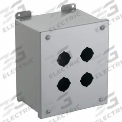 HAMMOND Push Button Enclosure: 30mm, 4 Holes, Carbon Steel, NEMA 12/13 (MPN 1437F). Key specifications — attr211299: HAMMOND; attr1043605: Indoor Dust & Water Droplets.