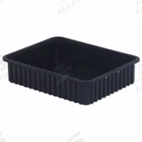 LEWISBINS Divider Box: 0.8 cu ft, 22 3/8 in x 17 3/8 in x 5 in, Lid Not Included, Plastic (MPN DC3050 XL). Key specifications — Includes Dividers: Dividers Not Included; Includes Lid: Lid Not Included; Material: Plastic; Color: Black; Brand: LEWISBINS.