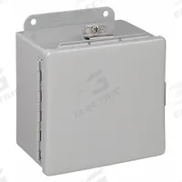 HOFFMAN Enclosure: Steel, 6 in x 6 in x 4 in, NEMA 12/13/4, Solid Cover, Hinged (MPN A606CHNF). Key specifications — Closure Method: Clamps; Brand: HOFFMAN; Knockouts: Not Included.