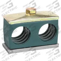 ZSI Vibration-Dampening Beta Clamp: Ribbed Bore, Steel Clamp, Polypropylene Cushion, For 2 Lines (MPN T5020S)