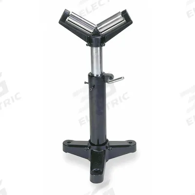 Dayton Material Support Stand: 14 in Overall Wd, 23 in Min. Ht, 37 in Max. Ht - V-Roller Material Support & Transfer Stands