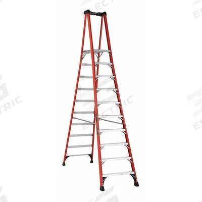 LOUISVILLE LADDER Platform Stepladder: 10 ft Ladder Size, Fiberglass, 375 lb Load Capacity - General Purpose Podium Stepladders