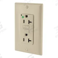 LEVITON GFI Receptacle: Hospital Grade Fed. Spec., Decorator Duplex, 5-20R, Ivory, GFCI, 125V AC (MPN GFNT2-HGI)