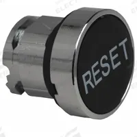 SCHNEIDER Flush Push Button: Black, 22 mm Mounting Size, Metallic, Momentary (MPN ZB4BA222). Key specifications — Brand: SCHNEIDER; Action: Momentary; Legend: Reset; Series: XB4; Push Button Material Type: Metallic.