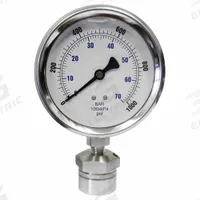 KODIAK CONTROLS Pressure Gauge: 0 psi to 1,000 psi, KC301, 4 in Dial, 316 Stainless Steel, Bottom (MPN KC301L401000/DSM3511). Key specifications — Brand: KODIAK CONTROLS; Gauge Case Liquid: Glycerin; Seal Fill Liquid: Mineral Oil; Gauge Case Material: 304 Stainless Steel; Seal Lower Housing Material: 316 Stainless Steel; Accuracy: ±1.00%; Gauge Wetted Parts: Stainless Steel.