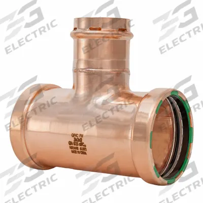 QUICKFITTING SUREPRESS Crimp Tee: Tee, 3 in CTS x 3 in CTS x 2 in CTS size, Copper - Plumbing Copper & Bronze Press Tube Fittings with Seal Window