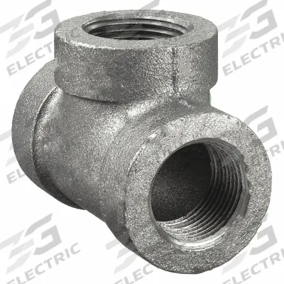 ANVIL Metal Pipe Tee: 1/2 in x 1/2 in x 1/2 in, 2,000 psi @ 150°F, Malleable Iron - Threaded High-Pressure Pipe Fittings