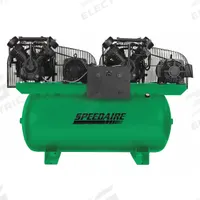 SPEEDAIRE Electric Air Compressor: 10 hp, 2 Stage, Horizontal, 200 gal, 68.2 cfm, 175 psi (MPN 35WC64). Key specifications — attr48430: SPEEDAIRE; attr48445: 60 Hz; attr48448: Tri-voltage Motor; attr48450: 208-230V AC; attr48474: Three; attr48487: Horizontal.