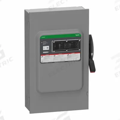 SCHNEIDER Safety Switch: Non-Fusible, 200 A, Three Phase, 600V AC/DC, Galvanized Steel - Non-Fusible Safety Switches