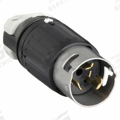 HUBBELL Locking Plug: Non-NEMA, Black/White, 250V AC, 50 A, 2 Pole - General Purpose Plugs