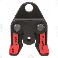 RIDGID Press Jaw: 3/4 in Pipe, PEX, For Viega Pureflow, Extended/Std Tool Types (MPN 22663). Key specifications — attr518773: Jaw; attr518762: PEX; attr518771: Steel; attr518761: Viega Pureflow; attr518760: RIDGID.
