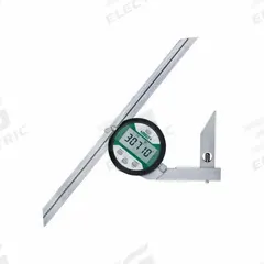 INSIZE Protractor: 12 in Blade Lg, 0°to 360°, +/-5 ft Accuracy, 1′/0.01° Resolution, Stainless Steel (MPN 2771-360). Key specifications — attr1182192: 1′/0.01°; attr1182193: Stainless Steel; attr1182194: +/-5 ft; attr1182195: 12 in; attr1182197: Absolute zero,zero setting is not needed when batteries are replaced;Button function:choose 0~90°,0~180°or0~360°display,change resolution,display flips over,data hold,zero,on/off supplementary angle measurement; attr1182199: LCD; attr1182218: INSIZE; attr1211640: No.
