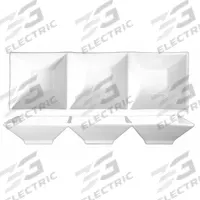ITI 3-Compartment Bowl: 6 oz Capacity, 9 in Dia, Porcelain, Bright White (MPN FA3-9). Key specifications — Brand: ITI; Color: Bright White; Material: Porcelain; Product Type: Triple Square Bowl.