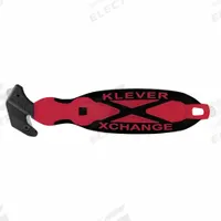 KLEVER Hook Cutter: 7 in Overall Lg, Oval Handle, Rubberized, Carbon Steel, Black/Red, Smooth (MPN KCJ-XC-65R). Key specifications — attr307620: Black/Red; attr307617: Oval; attr307618: Rubberized; attr307619: Carbon Steel; attr307627: Includes Tape Splitter; attr307634: Smooth; attr324885: KLEVER.