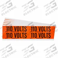 BRADY Conduit & Voltage Signs & Labels: 4 1/8 in Label Wd, 1 1/8 in Label Ht, 110 Volts, 5 PK (MPN 152347). Key specifications — Legend: 110 Volts; Brand: BRADY; Label Style: B.