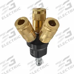 INTERSTATE PNEUMATICS Pipe Manifold Fitting: Inline, Round, Brass, 1/4 in Quick-Disconnect Insert (MPN FPM44-KA4B). Key specifications — Material: Brass; Brand: INTERSTATE PNEUMATICS; Specific Fitting Shape: Round.