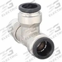 PARKER Push-Fit Tee Fitting: 1/2 in OD x 1/2 in Pipe x 1/2 in OD Size, Brass, 2 15/32 in Overall Lg (MPN W171PLP-8-6). Key specifications — Brand: PARKER.