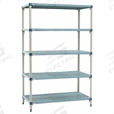 METRO Shelf Plastic Industrial Shelving (5): 18 in x 24 in, 74 in Overall Ht - Quick-Adjust Antimicrobial Stationary Plastic Shelving