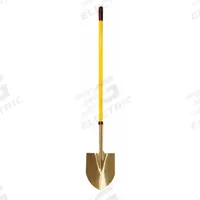 AMPCO Round Point Non-Sparking Shovel: Aluminum-Bronze Alloy Blade, Straight Handle Type (MPN S-81FG). Key specifications — Blade Color: Gold; Handle Color: Yellow; Blade Material: Aluminum-Bronze Alloy.