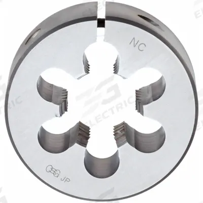 OSG Round Threading Die: 1 1/4"-12 UNF, 3 in OD, Solid, High Speed Steel (MPN 2715600) - Solid Round Threading Dies
