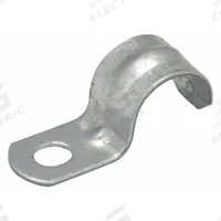 Conduit & Pipe Strap Clamp, One-Hole: 1 1/4 in Trade Size, Steel, EMT (MPN 2085). Key specifications — Manufacturer Part Number: 2085; Color: Gray; Compatible Conduit Trade Size: 1-1/4 in; Compatible Conduit Type: EMT; Compatible Nominal Conduit/Pipe Size: 1-1/4 in; Compatible Pipe Size: 1-1/4 in; Finish: Electroplated; Flange Thickness: 1-17/32 in.