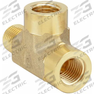 PARKER Metal Pipe Tee: Tee, CA377 Brass, 1/8 in x 1/8 in x 1/8 in, 3,200 psi - Threaded Extreme-Pressure Hydraulic Pipe Fittings
