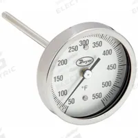 DWYER Sanitary Dial Thermometer: 50°F to 550°F, +/- 1% Accuracy, 3 in Dial Dia, 4.5 in Stem Lg (MPN BT15S34571). Key specifications — Accuracy: +/- 1%; Brand: DWYER.