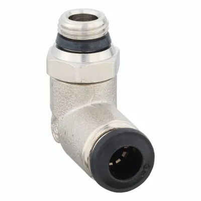 AIGNEP USA Push-Fit Elbow Fitting: 6 mm OD x 1/8 in Pipe Size, Brass, Silver - Nickel-Plated Brass Tube Fittings