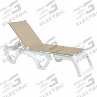 GROSFILLEX Chaise Lounge: Beige, Polyester Fabric, White, 1 Chairs, 14 in Chair Ht, 14 in Seat Ht (MPN UT878552)