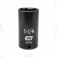 GEARWRENCH General Purpose Impact Sockets: 1/2 in Drive Size, SAE, 1 1/4 in Socket Size, 6-Point (MPN 84560N). Key specifications — attr1215501: GEARWRENCH; attr1215515: Black Oxide; attr1215518: 1-1/4 in.