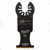 MILWAUKEE Oscillating Tool Blade: 1 3/8 in Blade Wd, 3 9/16 in Overall Lg, Straight Cutting, 3 PK (MPN 49-25-1503). Key specifications — attr1097473: Cement Board; attr1097476: MILWAUKEE; attr1097456: Straight Cutting.