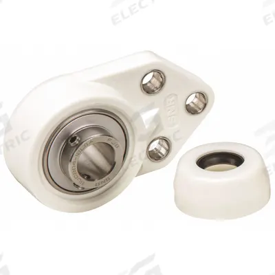 NTN 3 Bolt Flange Bearing: Radial Ball, 1 in Bore, Polymer, Set Screws - Food-Grade Flange-Mount Ball Bearings