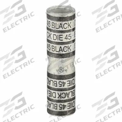 APPROVED VENDOR Open Barrel Splice: 2/0 AWG Wire Size, Black Code, 2.15 in, Copper Barrel - Crimped Butt Splice Compression Connectors