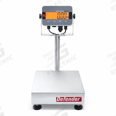 DEFENDER Industrial Bench Scale: 12 in x 14 in, IP65/IP66, Column-Mounted - Bench Scales with Column-Mounted Indicator