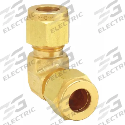 PARKER Compression Fitting Elbow: 3/8 in OD x 3/8 in OD Size, Compression x Compression - Single-Ferrule Brass Compression Fittings