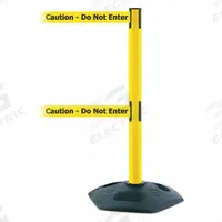 TENSABARRIER Barrier Post with Belt: Yellow, Caution Do Not Enter, 13 ft Belt Lg, Yellow (MPN 886T2-35-MAX-NO-YAX-C). Key specifications — attr981468: Rubber; attr981465: Yellow; attr981461: TENSABARRIER; attr981440: Plastic; attr981443: Yellow; attr981449: Caution Do Not Enter; attr981448: Black.