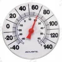ACURITE Analog Panel Mount Thermometer: -40°F to 140°F /-40°C to 60°C, +/- 4°F, Wall, +/- 4°F (MPN 00353A2). Key specifications — attr1273366: Dial; attr1273365: ACURITE.