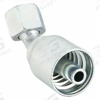 PARKER Hydraulic Crimp Fitting: Steel x Steel, 45° Elbow, -8 For Hose Dash Size, Female x Genderless (MPN 1J743-10-8). Key specifications — Fitting Gender: Female x Genderless; Fitting Connection Type: ORS x Crimp; For Hose Dash Size: -8; Thread Size: 1"-14; Brand: PARKER.